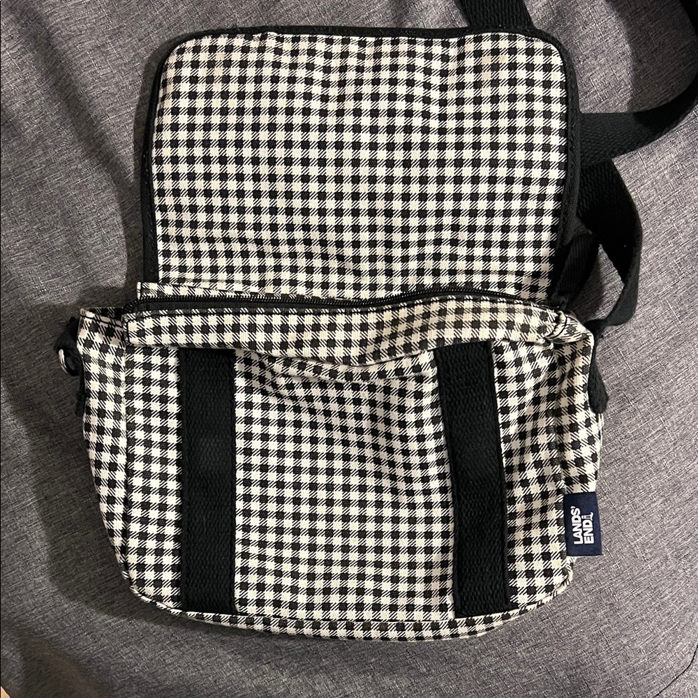 Lands' End Black and White Checkered Messenger Bag - Picture 3 of 9